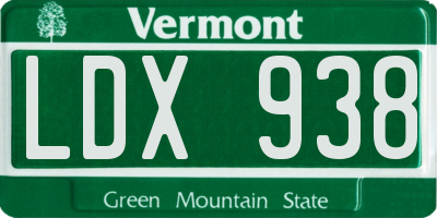 VT license plate LDX938