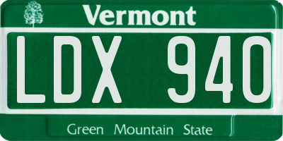 VT license plate LDX940