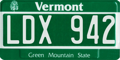 VT license plate LDX942