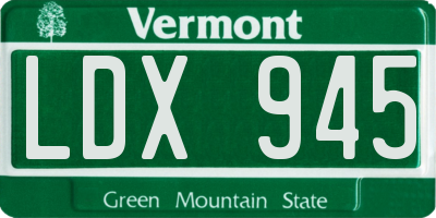 VT license plate LDX945