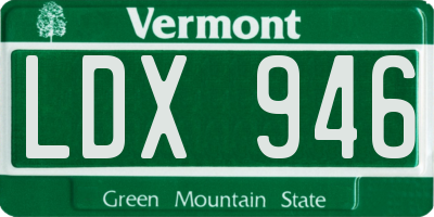 VT license plate LDX946