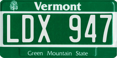 VT license plate LDX947