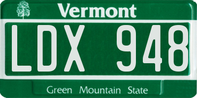 VT license plate LDX948