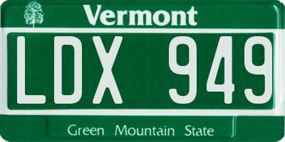 VT license plate LDX949