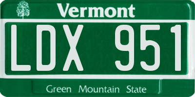 VT license plate LDX951