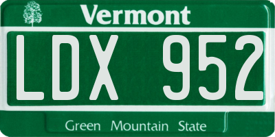 VT license plate LDX952