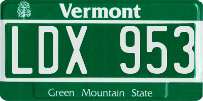 VT license plate LDX953
