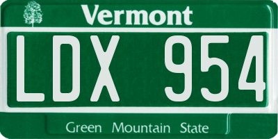 VT license plate LDX954