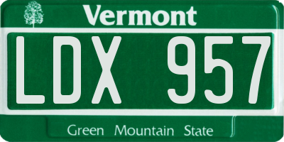 VT license plate LDX957