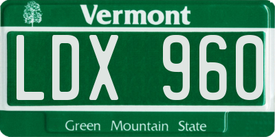 VT license plate LDX960