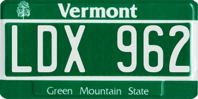 VT license plate LDX962