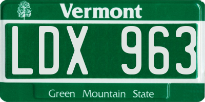 VT license plate LDX963