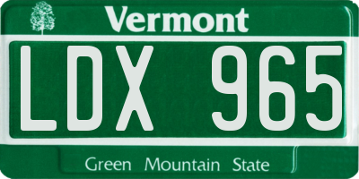 VT license plate LDX965