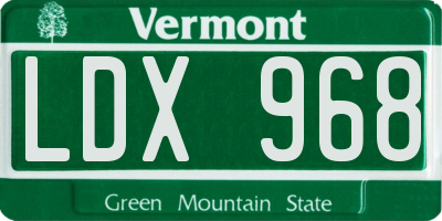 VT license plate LDX968