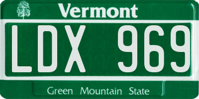 VT license plate LDX969
