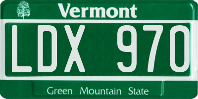 VT license plate LDX970
