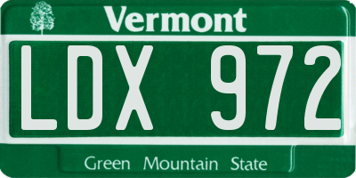 VT license plate LDX972