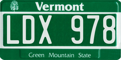 VT license plate LDX978