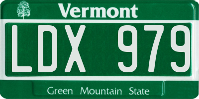 VT license plate LDX979