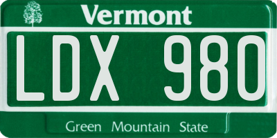 VT license plate LDX980