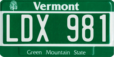 VT license plate LDX981