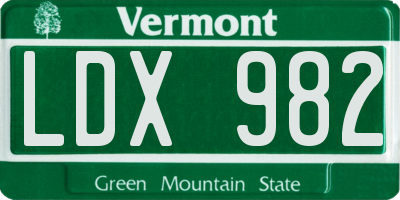 VT license plate LDX982