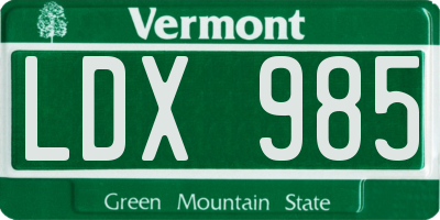 VT license plate LDX985
