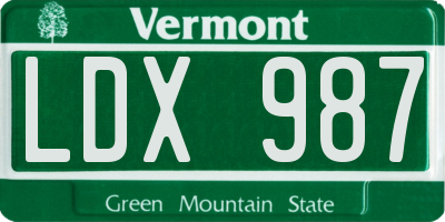 VT license plate LDX987