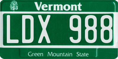 VT license plate LDX988