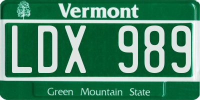 VT license plate LDX989