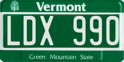 VT license plate LDX990