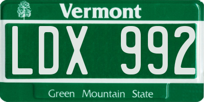 VT license plate LDX992