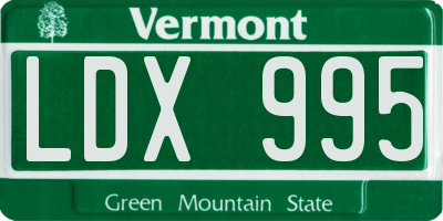 VT license plate LDX995