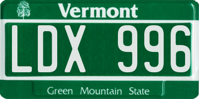 VT license plate LDX996