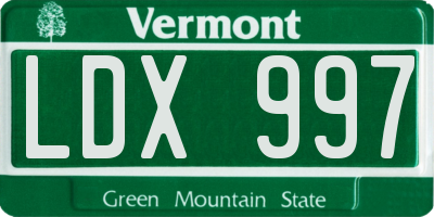 VT license plate LDX997