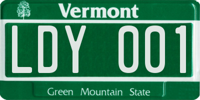 VT license plate LDY001