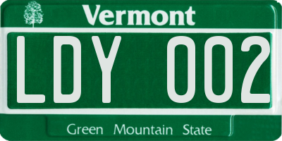 VT license plate LDY002
