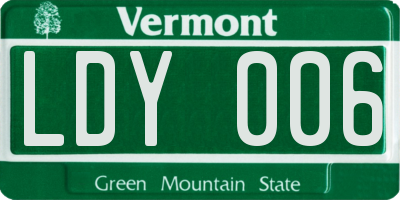VT license plate LDY006