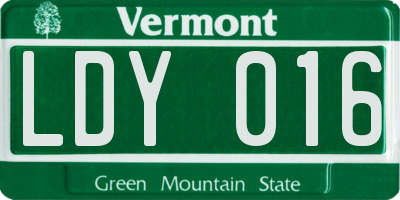 VT license plate LDY016