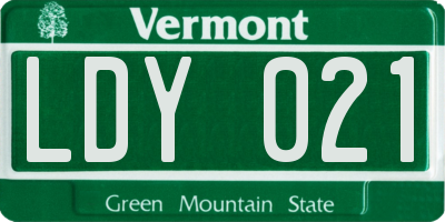 VT license plate LDY021