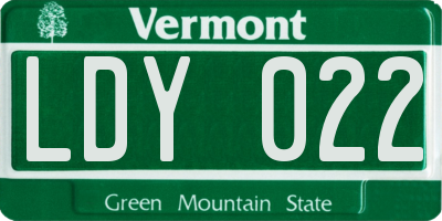 VT license plate LDY022