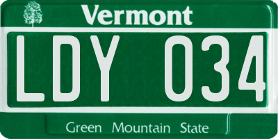 VT license plate LDY034