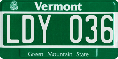 VT license plate LDY036
