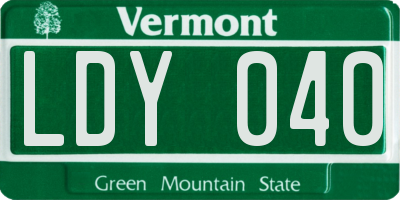 VT license plate LDY040