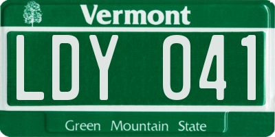 VT license plate LDY041