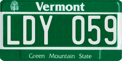 VT license plate LDY059