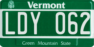 VT license plate LDY062