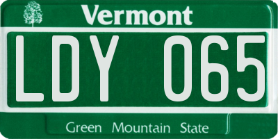 VT license plate LDY065