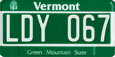 VT license plate LDY067