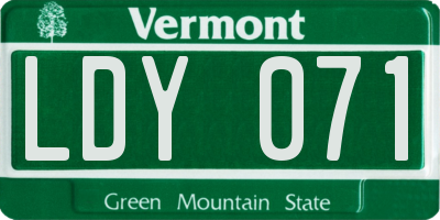 VT license plate LDY071